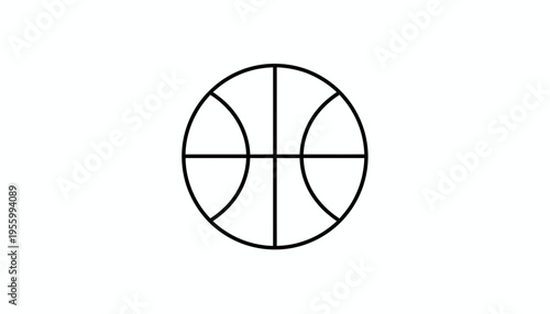 Minimalist Line Art Basketball Icon on White Background