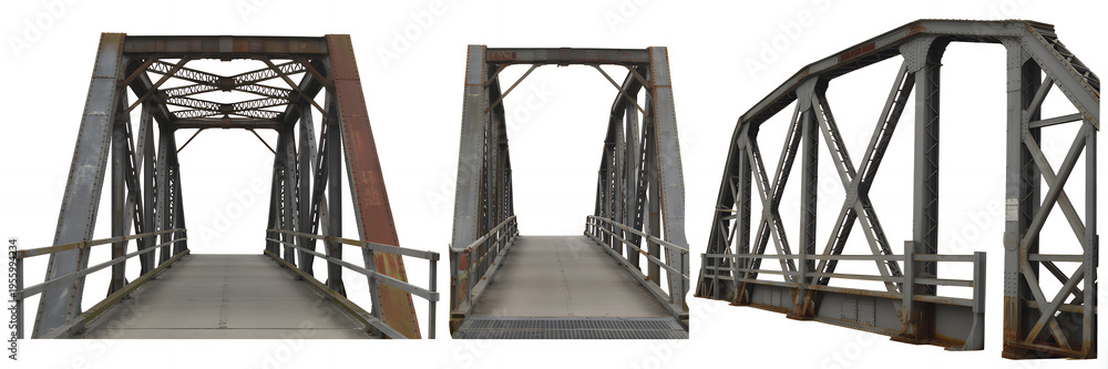 Naklejka premium Metal bridge structures on white background