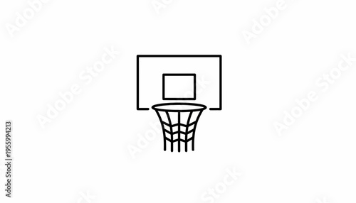 Minimalist Basketball Hoop Icon - Line Art Sport Equipment