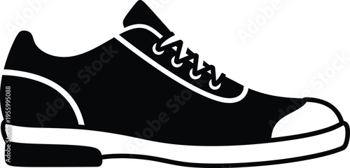 Black and white sneaker with laces Vector