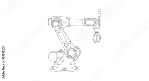 Industrial Robot Arm Mechanical Device Illustration.