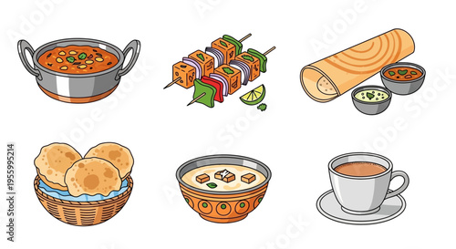 Delicious Indian food dishes, including curry, kebabs, and various other tasty meals.