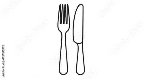 Fork and knife eating utensils.