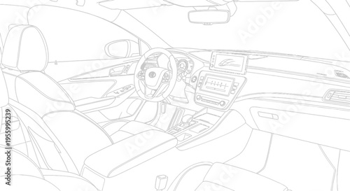 Woman Sitting in Car Interior.