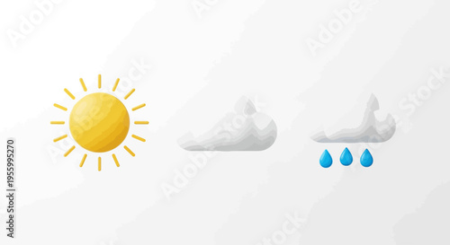 Weather forecast icons on white background.
