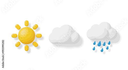 Weather forecast icons on white background.