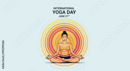 Vector illustration of a person meditating on International Yoga Day