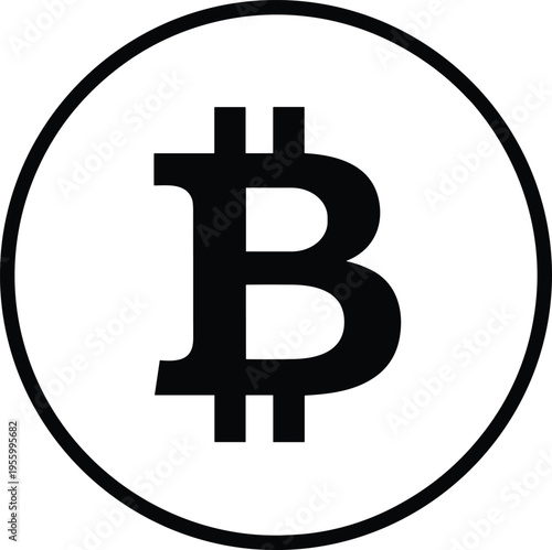Bitcoin cryptocurrency line icon digital currency blockchain finance outline symbol