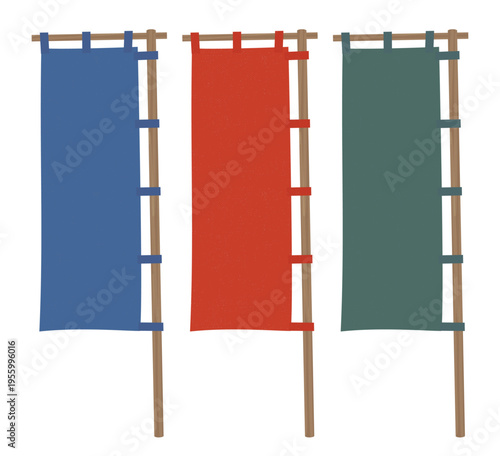 和食・和菓子屋ののぼり色違いセット　紺・赤・緑