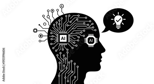 Artificial Intelligence Concept Human Brain.