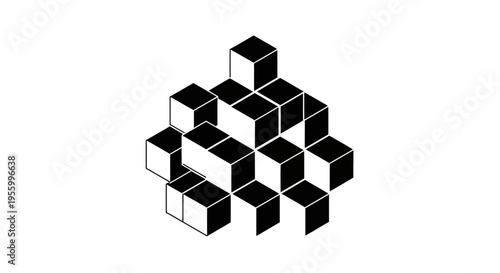 Black and white 3D cube structure.