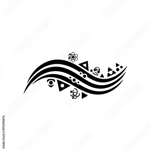 Black and white abstract symbol design.