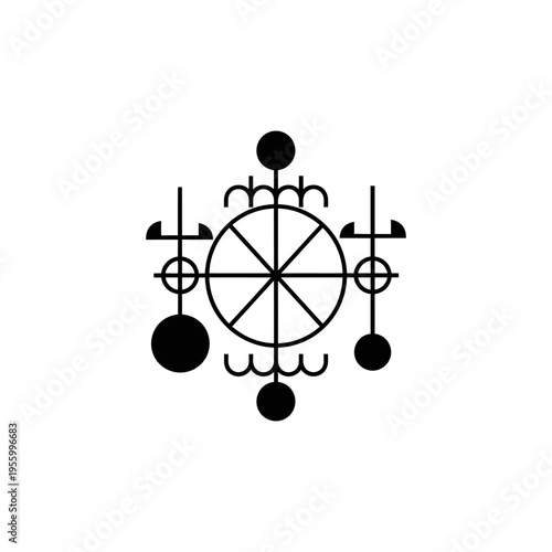 Black and white ancient magic symbol.