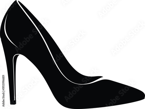 high heel shoe icon, stiletto silhouette design, women fashion footwear symbol, elegant pump illustration, luxury style vector, minimal fashion icon
