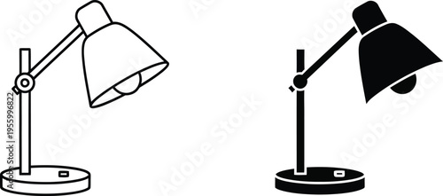 Desk lamps black and white illustration Vector