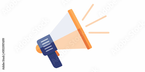 A colorful illustration depicting a vintage style megaphone broadcasting sound