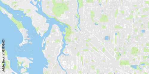 Aerial map view of vancouver british columbia showing waterways and parks