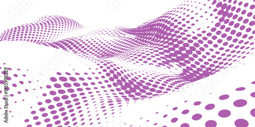 Abstract a captivating purple dotted design, with undulating wave pattern and abstract digital dots,  A visually appealing and modern look with a sense of depth and movement.