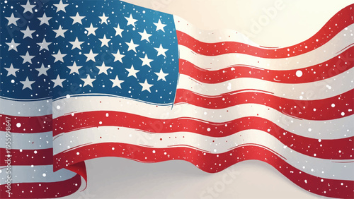 American flag vector illustration with sparkling stars