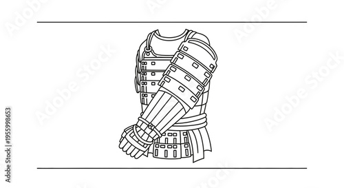 Samurai Armor Illustration: Traditional Japanese Warrior Chest Plate and Arm Guard