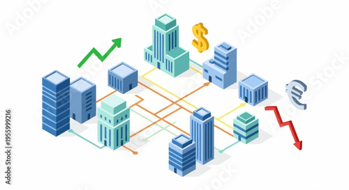 Business and finance network connections concept.