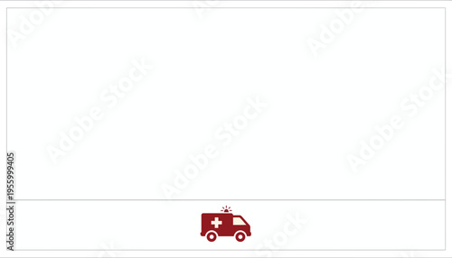 Red Ambulance Icon with Medical Cross on White Background