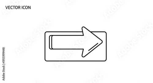 Right Arrow Icon on Rectangle, Vector Graphic for Navigation and Direction