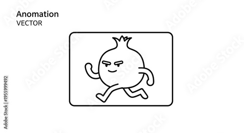 Running Pomegranate Character Animation Vector