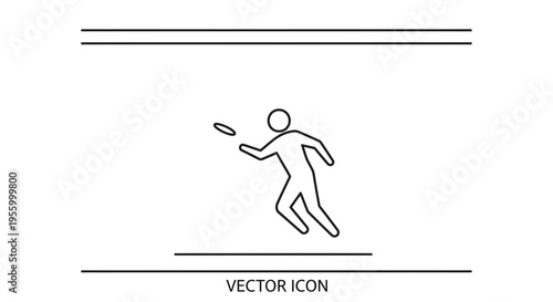 Person throwing a frisbee, outline icon, vector illustration