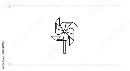 Pinwheel Toy Silhouette on White Background