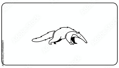 Anteater Drawing, Stylized Animal Illustration, Simple Line Art