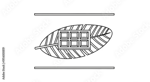 Artistic Chocolate Bar on a Leaf with Abstract Lines