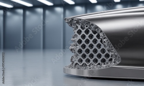 Close up of advanced metallic lattice structure integrated into a smooth component