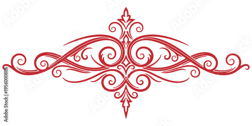 Elegant red scroll divider element on white background iso eps 10