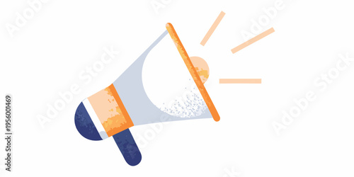 Stylized illustration of a megaphone with sound waves emanating outwards