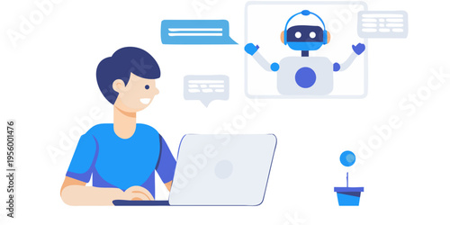 Person interacting with an ai chatbot on a laptop screen