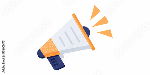 A brightly colored stylized illustration of a vintage megaphone