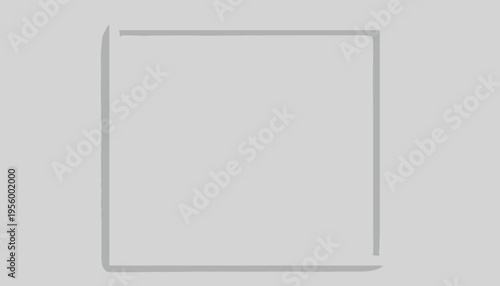 Minimalist Geometric Square Frame with Soft Shadow on Light Gray Background - Abstract Design Element
