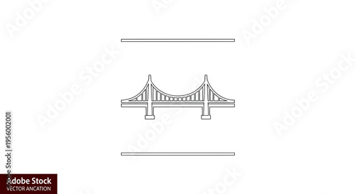 Minimalist Golden Gate Bridge Outline Vector Icon