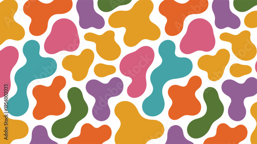 Colorful Abstract Pattern with Multicolored Shapes on White Background