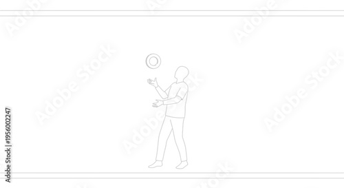 Man Juggling Rings in Mid-Air, Skillful Performance, Dynamic Motion