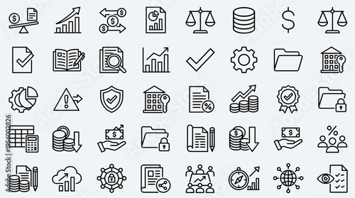 Set of financial and business outline icons for web design and mobile applications