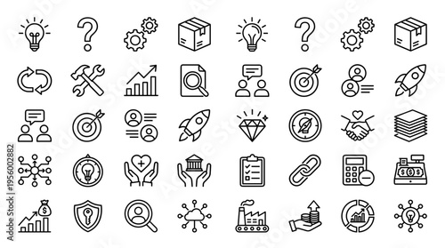 Set of Business and Technology Line Icons for Web and Mobile Application Design