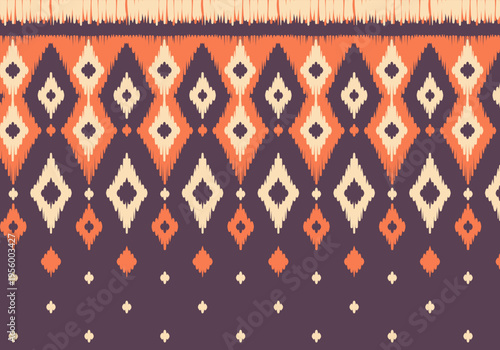 Knitting seamless patterns. Geometric knitted yarn pattern design for wrapping, fabric pattern. Colorful textile and silk pattern for background, wallpaper. Asia knitted fabric pattern for decoration.