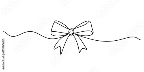 A continuous line drawing of a decorative gift ribbon bow isolated on a plain white background Vector, illustration
