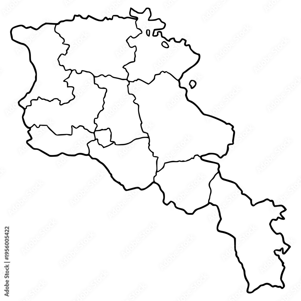 Fototapeta premium Armenia map illustration hand drawn outline isolated