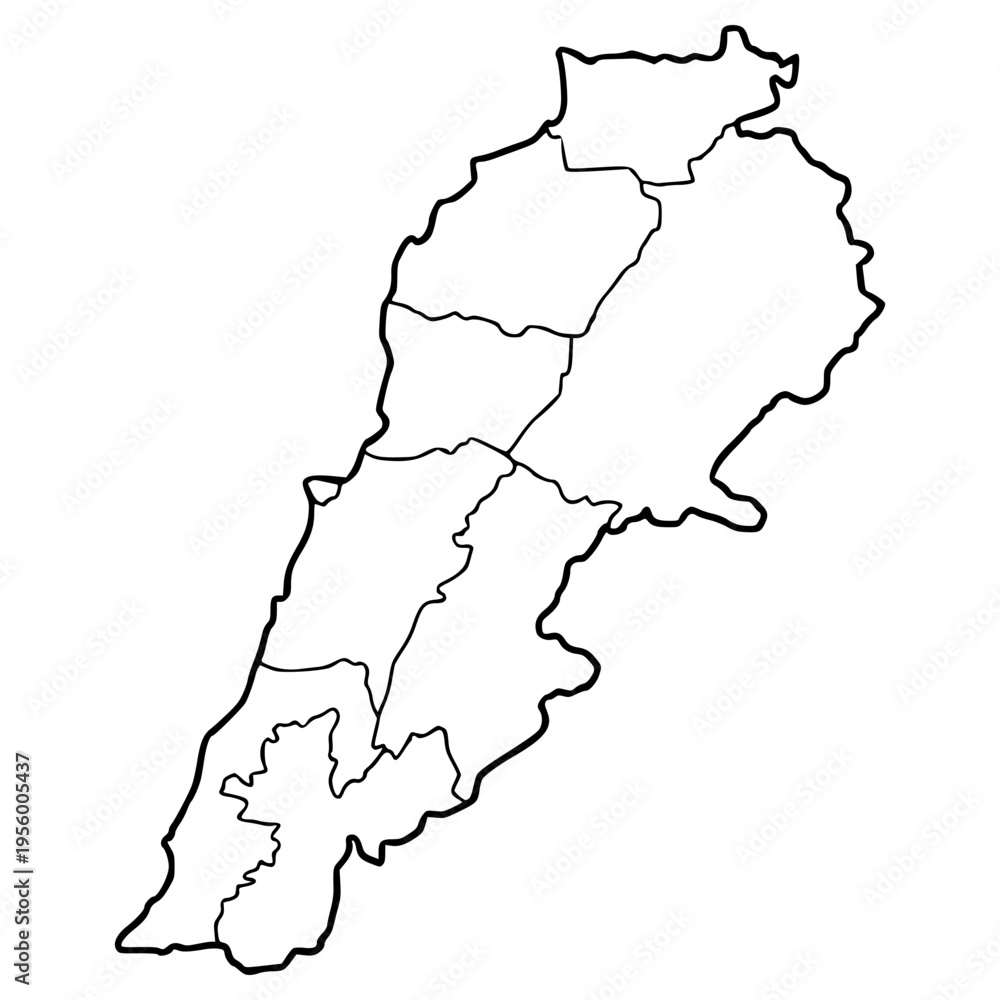 Fototapeta premium Lebanon map illustration hand drawn outline isolated