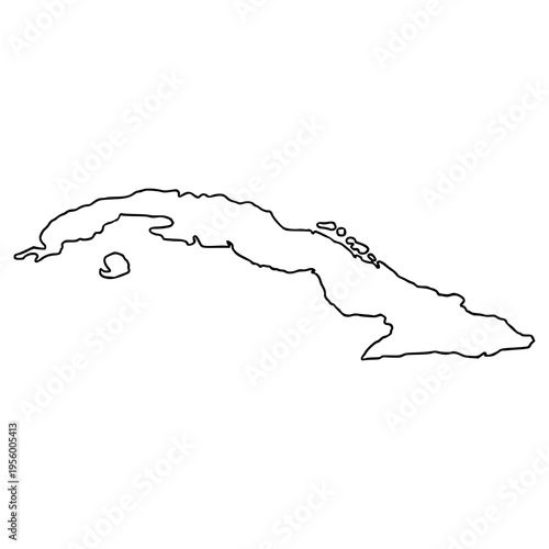 Cuba map illustration hand drawn outline isolated
