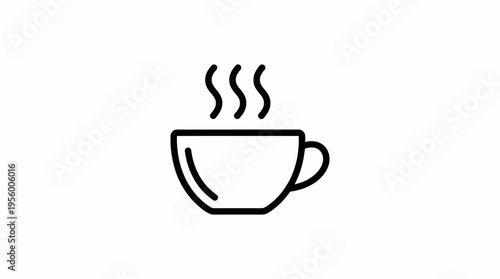 Steaming hot coffee cup icon.