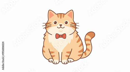 Cartoon Orange Cat Wearing Bowtie.
